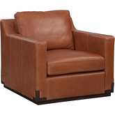 Nall Accent Chair in Brighton Saddle Brown Leather & Wood